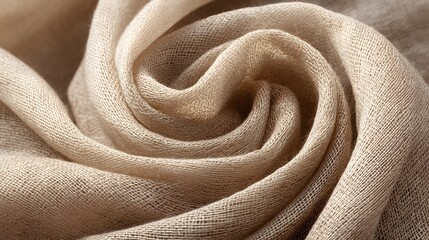 Close-up view of a draped fabric with a soft, light beige tone.