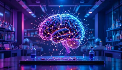 abstract technology background with human brain