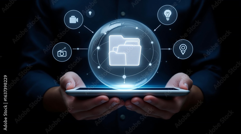 Poster cloud storage solutions for business data management and secure file sharing online now