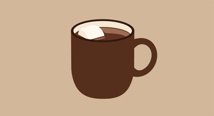 Fototapeta premium Warm brown beverage with marshmallow in mug