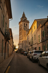 Church street in the town of Sencelles, Mallorca