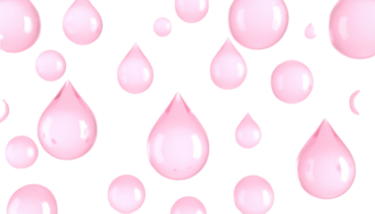 Pink water droplets falling, abstract dark background for cosmetics or beauty use