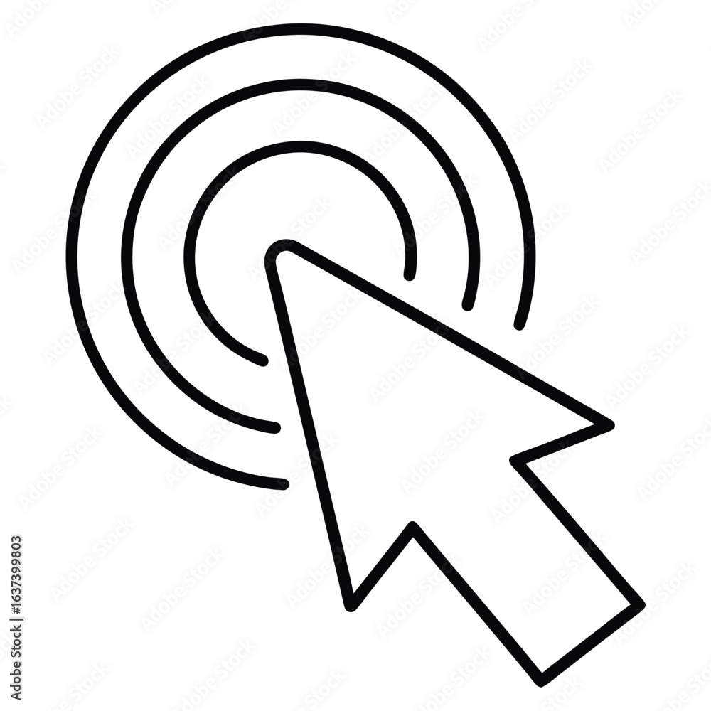 Poster cursor clicking on concentric circles representing a selection or target