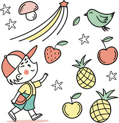 Colorful children's cartoon icon collection