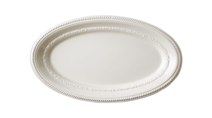 Empty white oval serving platter for a Thanksgiving or Christmas holiday feast