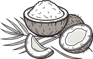 Fresh Tropical Coconut Single Design. Whole and Half Coconut Single Design. Exotic Brown Coconut Single Design. Organic Ripe Coconut Single Design. Summer Coconut Fruit Single Design. Tropical Beach