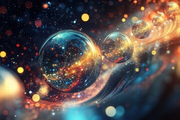 Sparkling spheres in a cosmic swirl.