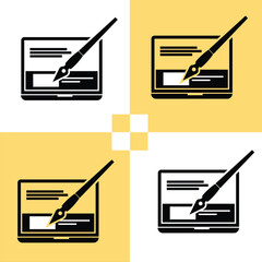A set of vector icons of a pencil