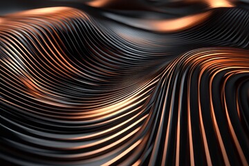 Abstract design of flowing lines in dark colors.