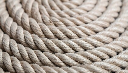 Fototapeta premium Tight close-up of rugged thick rope texture in warm tones.