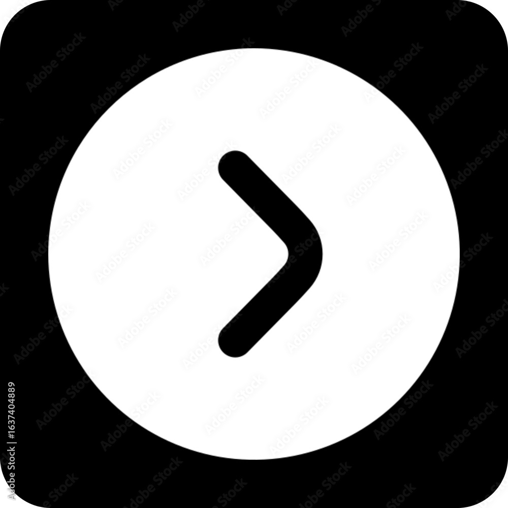 Poster circular right angle arrow icon for navigation