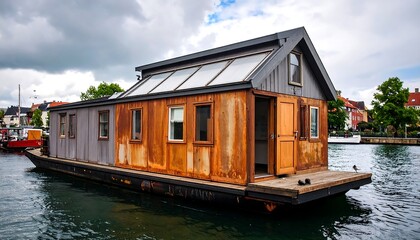 Floating house on a canal