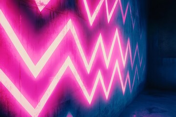 Neon pink zig-zag pattern on a textured wall.