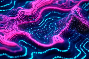 Abstract digital landscape with vibrant colors.