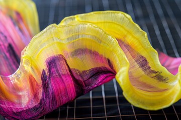 Colorful, textured, ruffled fabric creation.
