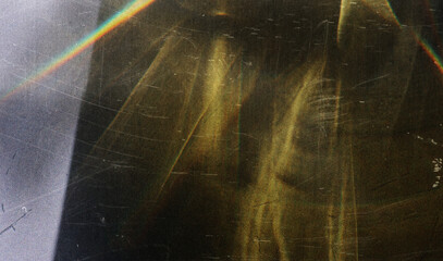 Vintage distressed old photo light leaks, film grain, dust and scratches texture overlay with...