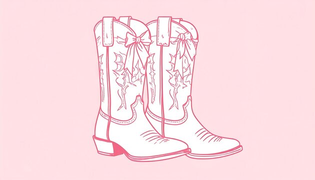 pink cowboy boots with bows clip art preview