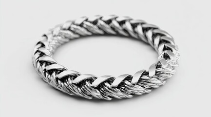 Naklejka premium Close-up of a braided silver ring