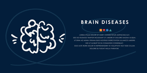 Brain diseases doodle icon, banner concept vector design.