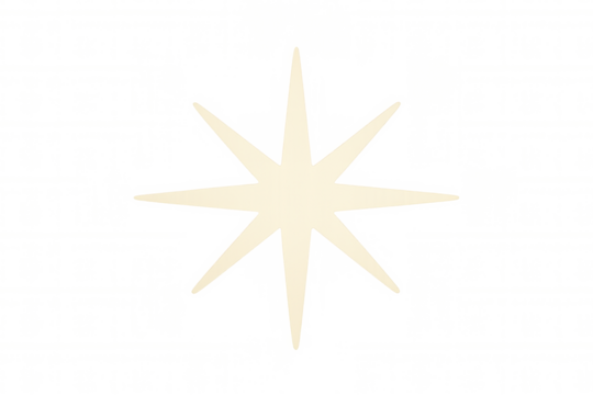 Bright eight-pointed star glowing on a transparent background, perfect for christmas, holiday, or festive design projects - Powered by Adobe