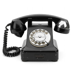 Classic Black Vintage Rotary Telephone from the 20th Century