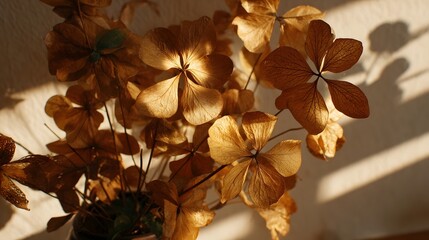 Dried flowers illuminated by sunlight.