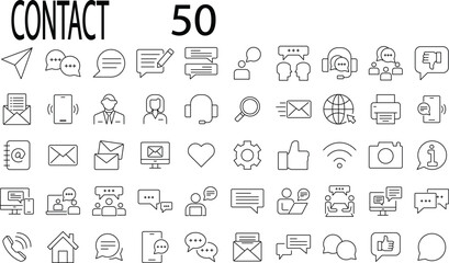 Contact editable stroke line icon set