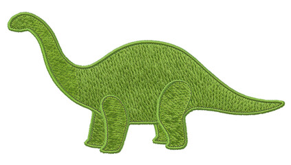 Naklejka premium Embroidered green brachiosaurus patch evokes prehistoric charm and childhood nostalgia