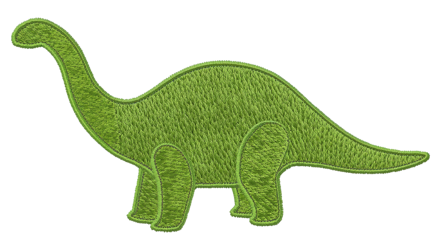 Embroidered green brachiosaurus patch evokes prehistoric charm and childhood nostalgia - Powered by Adobe