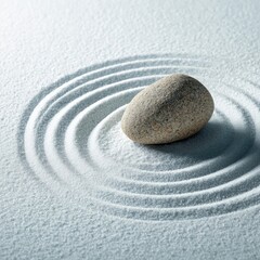 Stone centered in sand with concentric circles