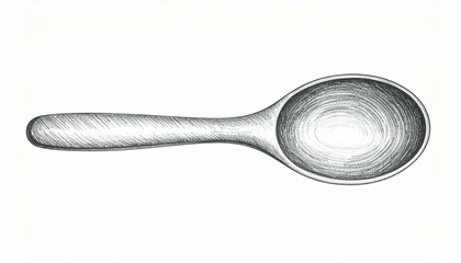 Detailed hand-drawn illustration of a wooden spoon, showcasing its grain and smooth bowl.