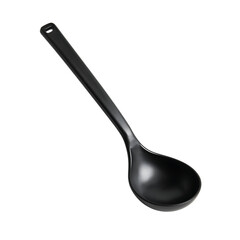 Black metal soup ladle isolated on transparent background