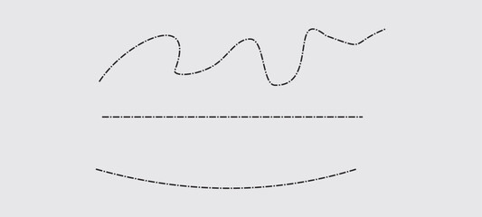 dotted line route. flying plane with twisted, curved and straight dashed trace path.