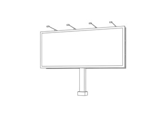 Obraz premium A billboard is displayed with four lights on top elevated by a central pole structure with a square base