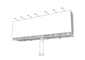 Obraz premium A billboard stands tall framed by struts poles and lights