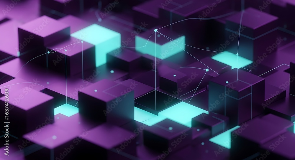 Aufkleber 3d icon of abstract digital data stream with glowing particles and light trails, representing techno
