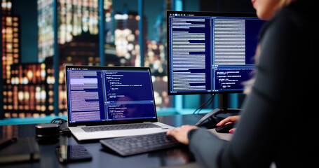 Late-night Programmer Creates Software At Office Using Desktop Computer