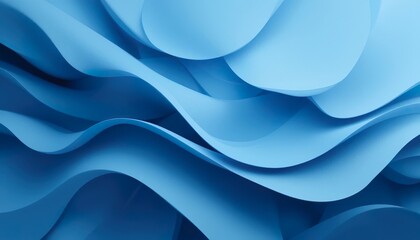 Obraz premium Blue Matte abstract layers, tone-on-tone design, 3D soft depth