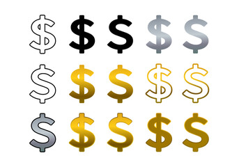 Coins and dollar cent, US dollar currency symbol sign isolated on background. Investment money finance icon concept.