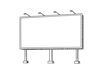Fototapeta premium A handdrawn style billboard with three supports no image or text displayed Lights atop
