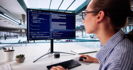 Innovative Lady Writing Code: A Portrait