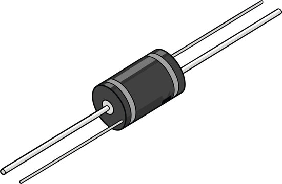 Electronic Diode Illustration for Circuit Diagrams. Semiconductor Diode Clipart for Electronics Projects. High Quality Diode Graphic for Electrical Engineering. Detailed Diode Illustration for Technic