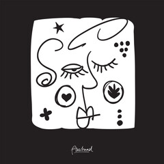 Minimalist Line Art Face Illustration for Wall Decoration, Branding, Social Media, Brochure, Beauty Logos, T-shirt Print & Web, and Hand-Drawn Design.