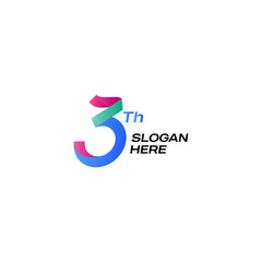 3 th Anniversary Vector Logo Template Design Illustration with slogan