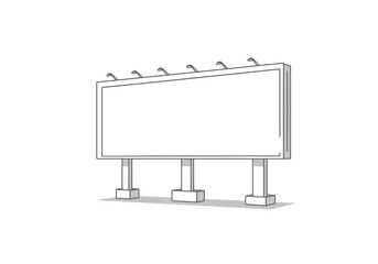 Obraz premium Isolated billboard with frame lights support columns shadow against white backdrop