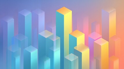 Colorful isometric blocks, 3D illustration for data visualization background
