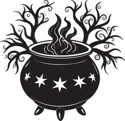  Cauldron silhouette, cauldron vector illustration, Halloween witches black cauldron isolated on vector illustration