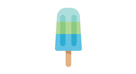 A vibrant popsicle with three layers blue, green, and a lighter blue color