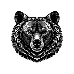 Fototapeta premium Tribal-style vector illustration of a wild grizzly bear's head with a black silhouette and a fierce predator design