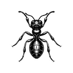 Isolated close-up macro vector illustration of a black and white beetle, a small insect pest on a white background